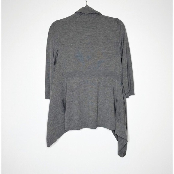 Theory Open Draped Front Cardigan Sweater With Pockets Women's Gray Size Medium - Picture 2 of 5